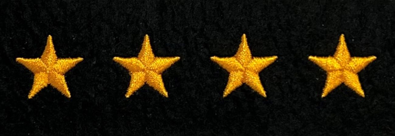STAR HASH MARKS - 5/8" - DARK GOLD on BLACK FELT - SEW ON.